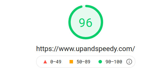 Resultados de Up&Speedy en Google PageSpeed (móvil)